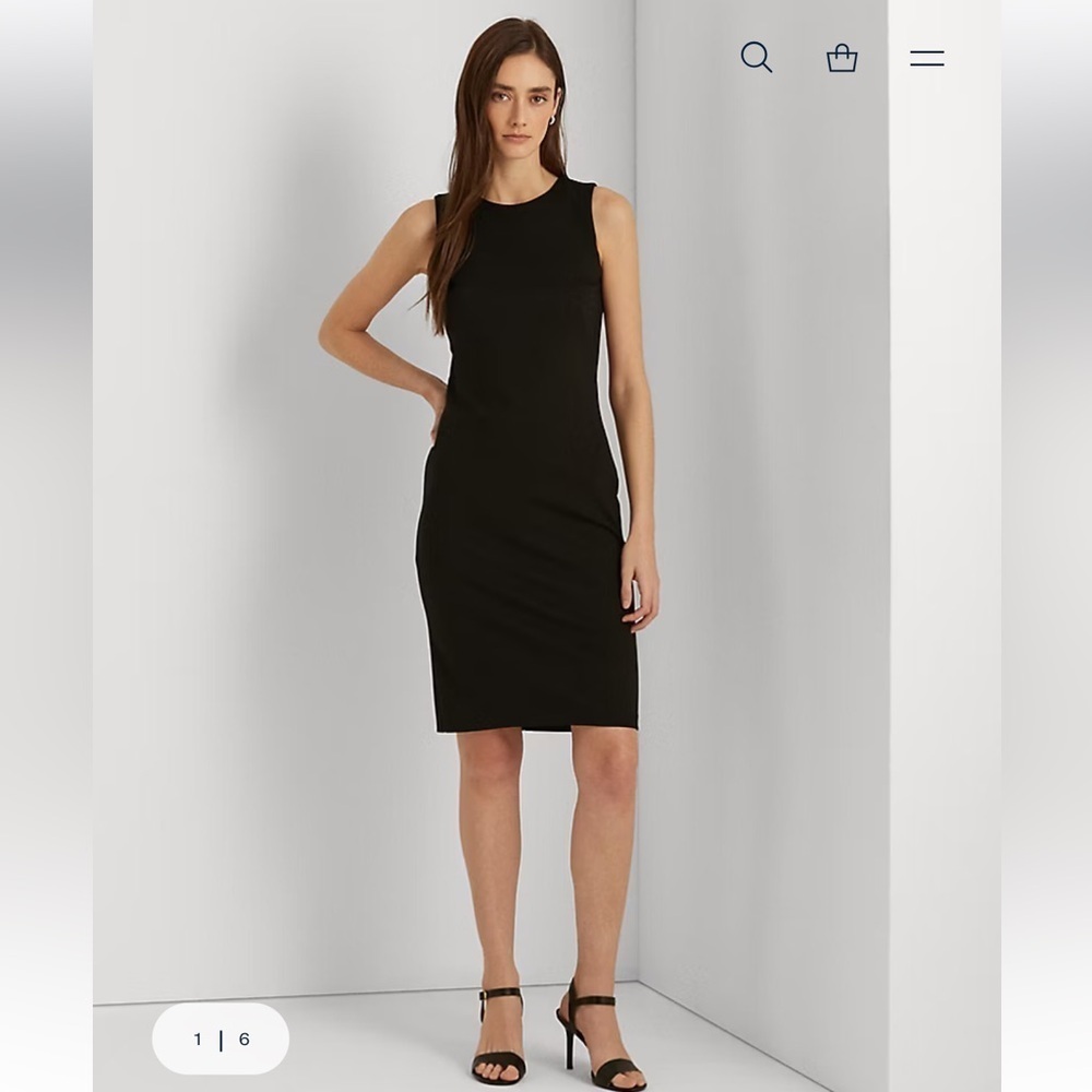New Ralph Lauren Black Ponte Sheath Dress Classic Lined Workwear size 6 big bin